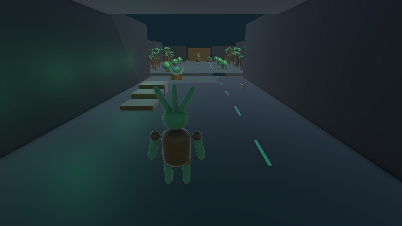 Before: the prototype's starting chamber, a grey blockout with the primitive Seed