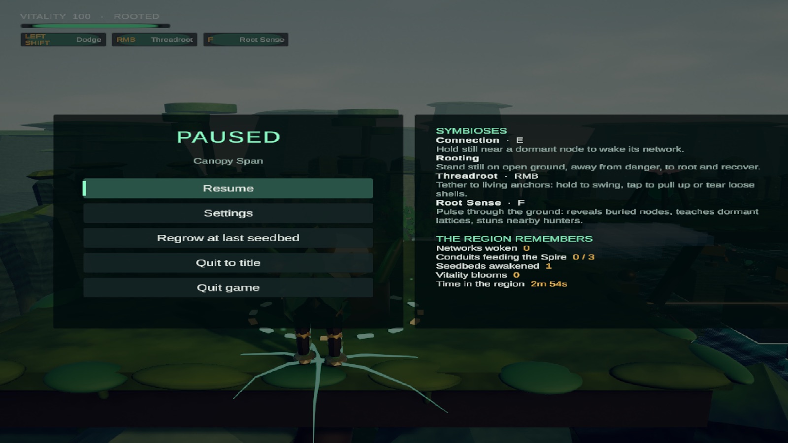 Before: the pause screen in the default font, with the HUD showing through