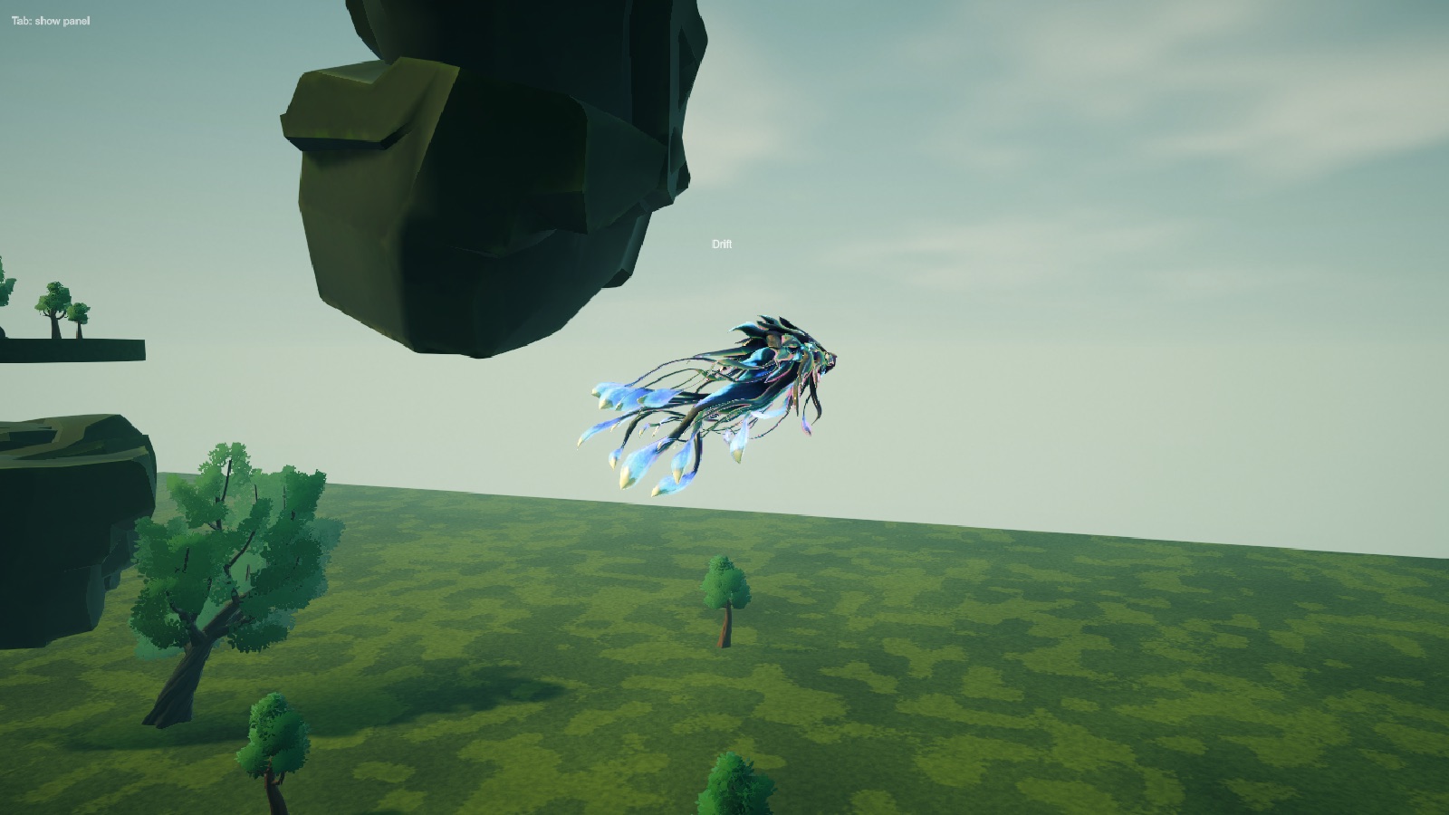 A Skyweaver drifting past the floating islands in its showcase