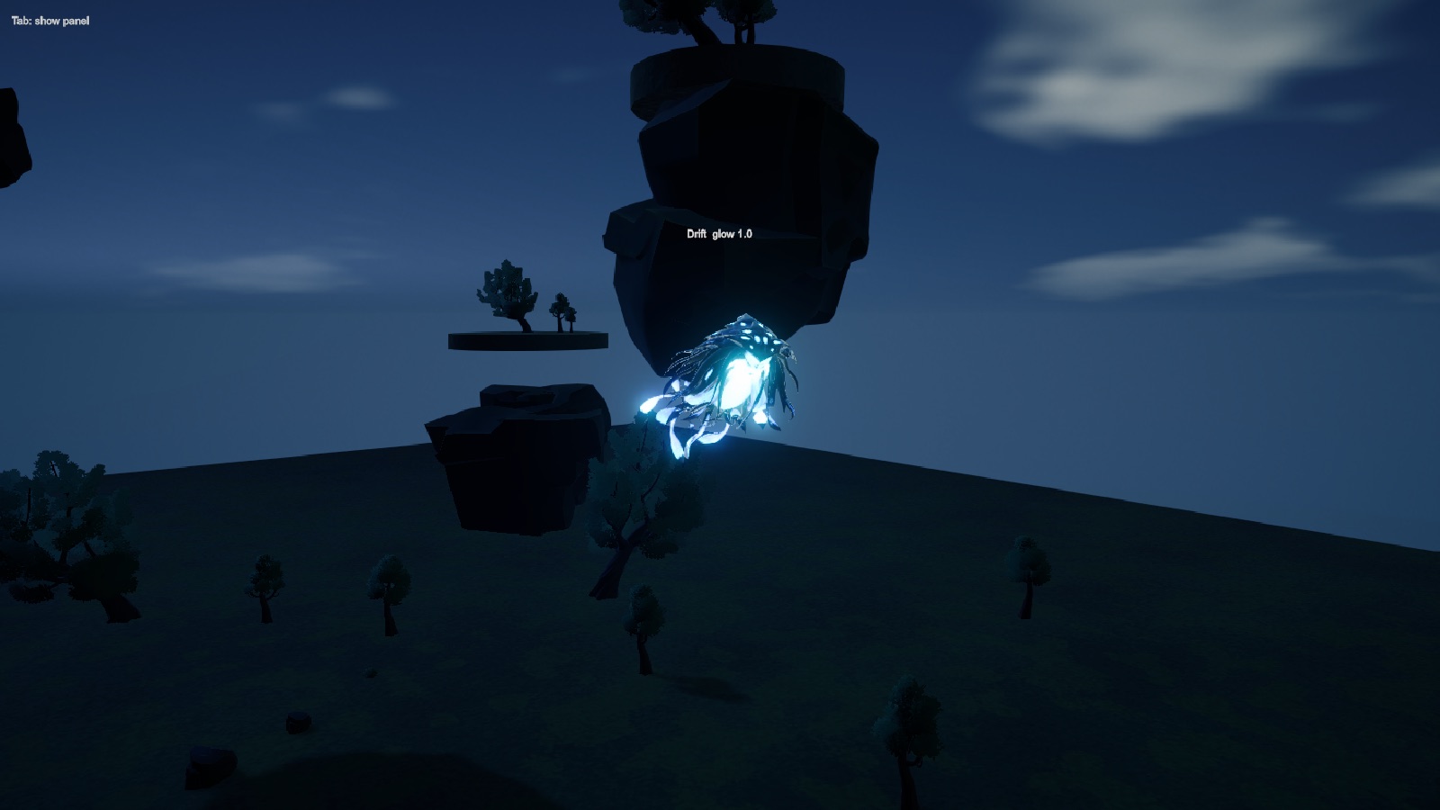 At night the tendrils glow full cyan
