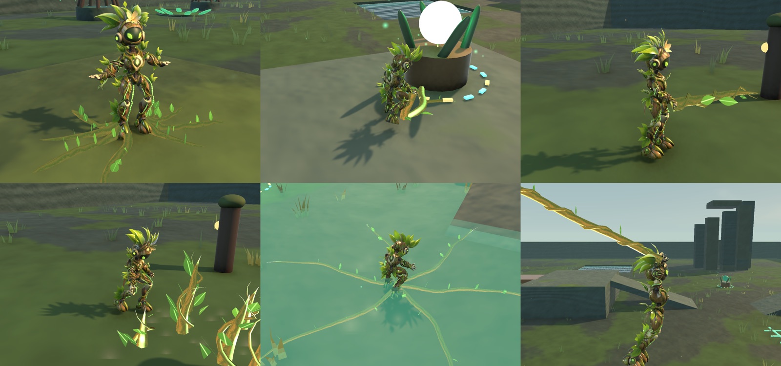 Rooting, Connect, a vine lash, the root eruption, Root Sense and the Threadroot swing