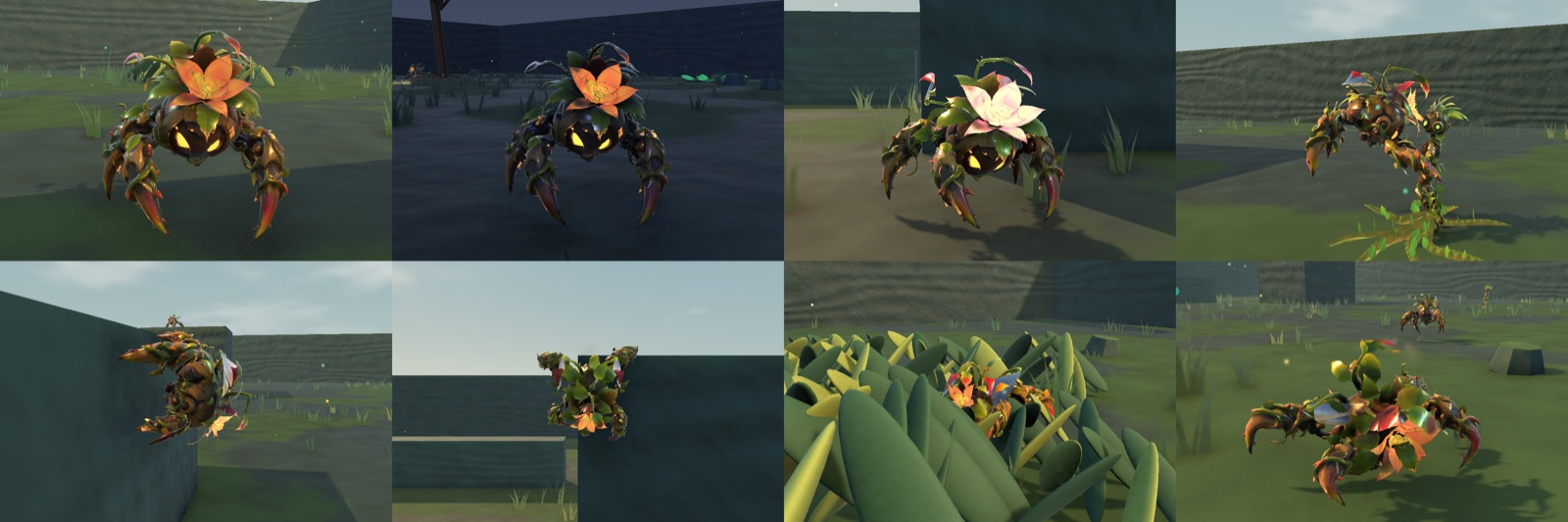 Patrol by day and night, charge glow, climbing over a wall, hidden in ferns