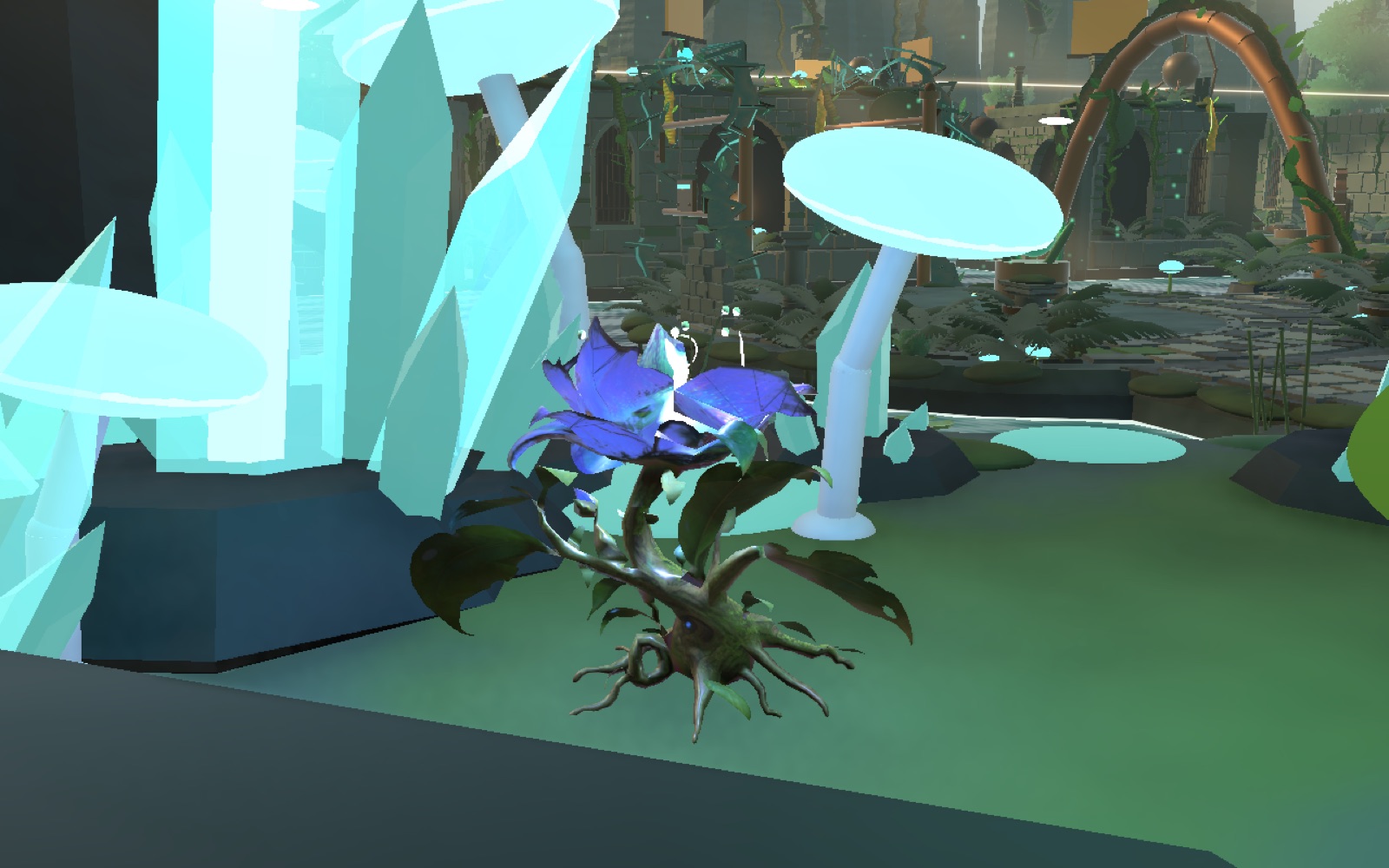 In VerdantSpire's Crystal Basin, stem turned toward the Seed