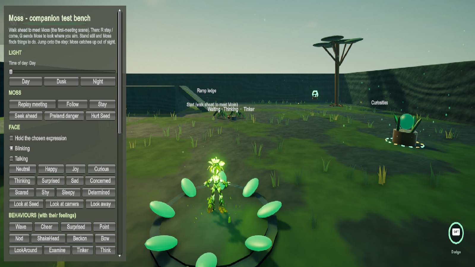 Third person in the Moss test bench