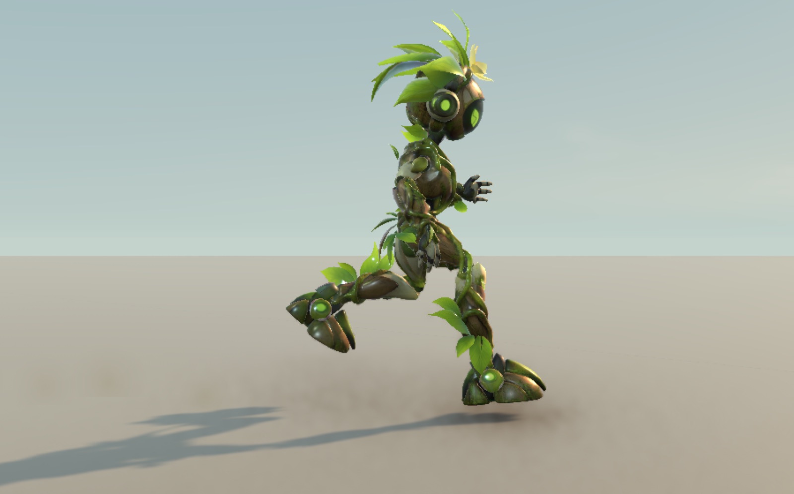The Seed running on the grounding-test floor in Play with the new clips (mid-stride)
