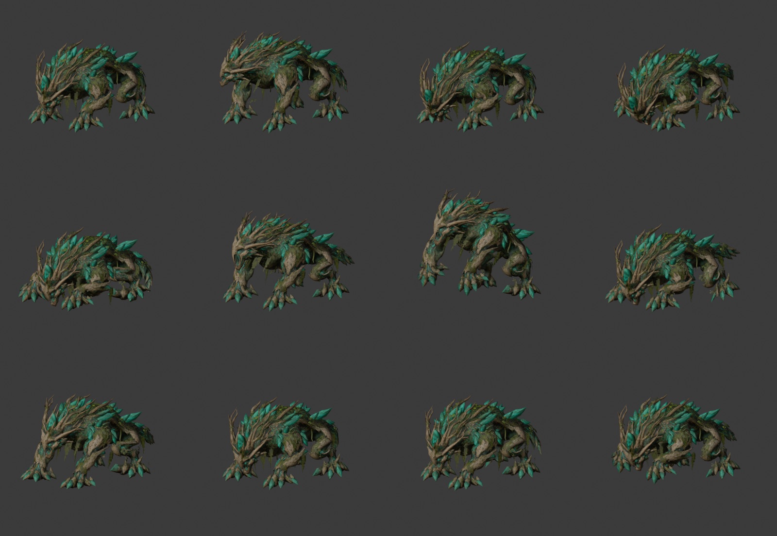 Blender pose sheet of the clips (not in game)
