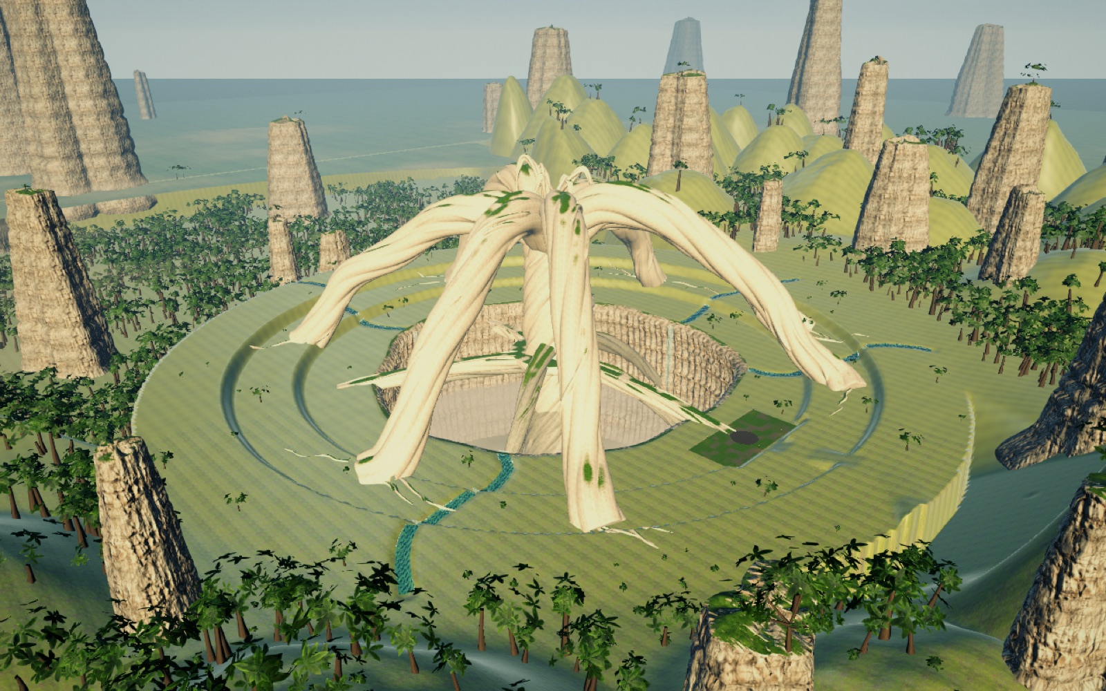 v6: forest, karst pillars with groves on top