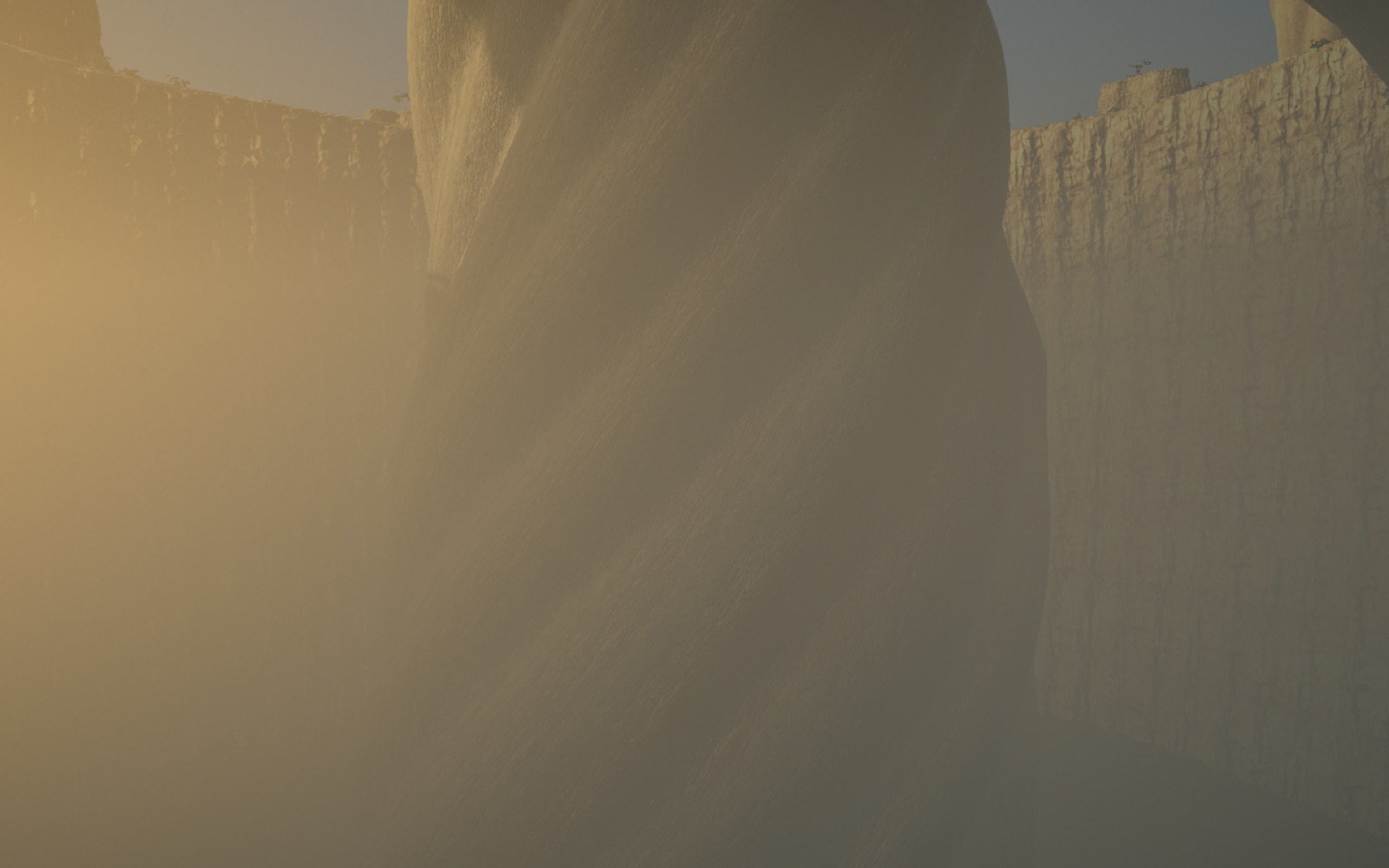 From inside the chasm, looking across