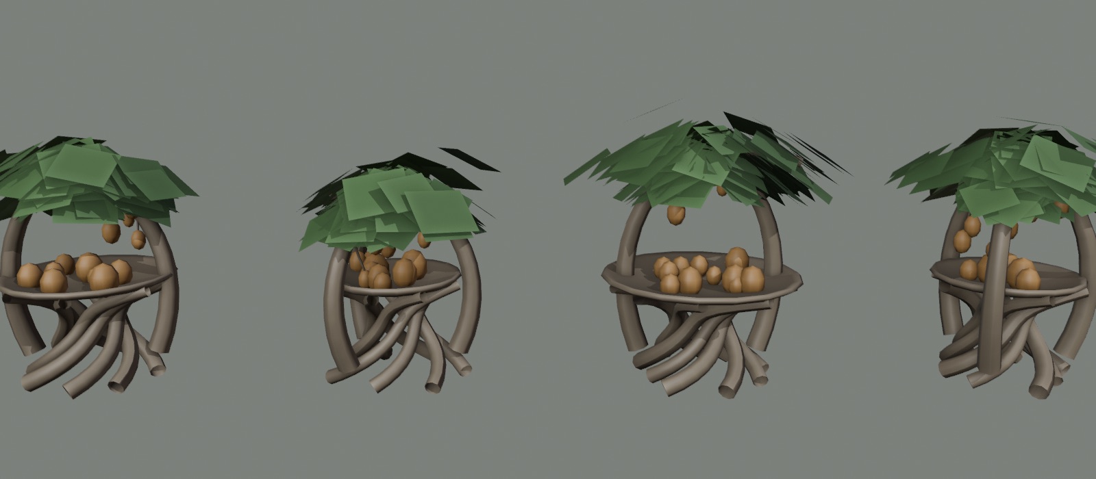The four stall variants straight out of the Blender generator